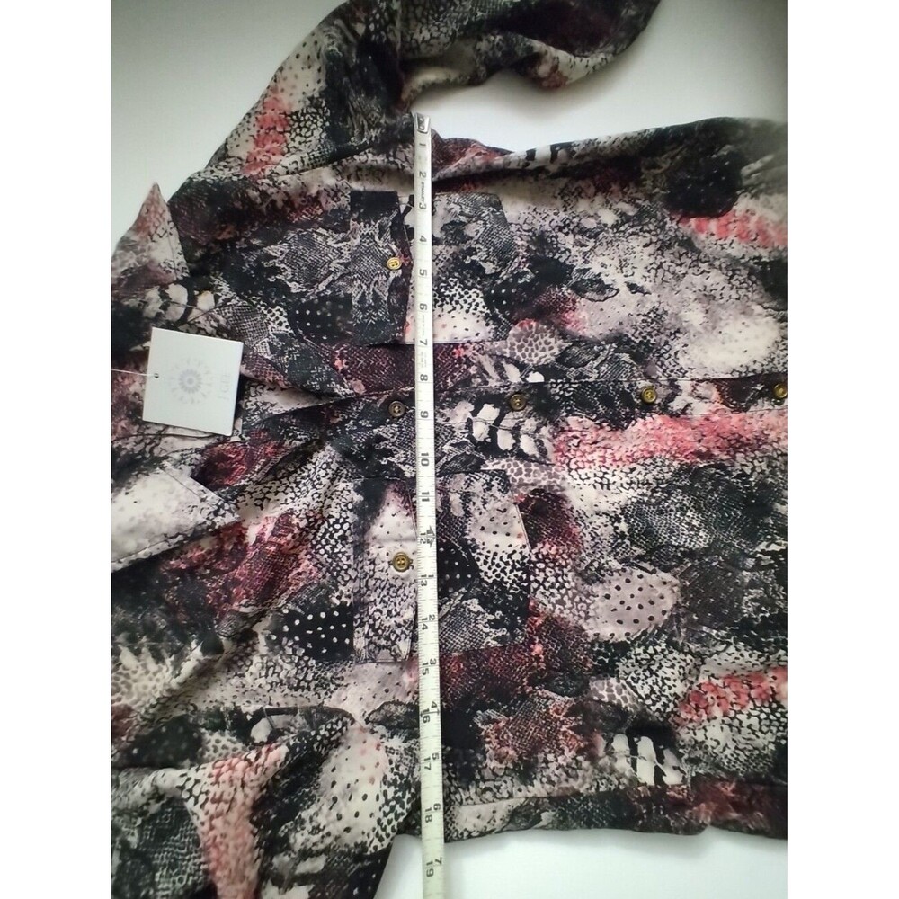 J GEE WOMEN'S Abstract Snake-Print Button-Front Dress Black Gray & Pink NEW M - Picture 6 of 6